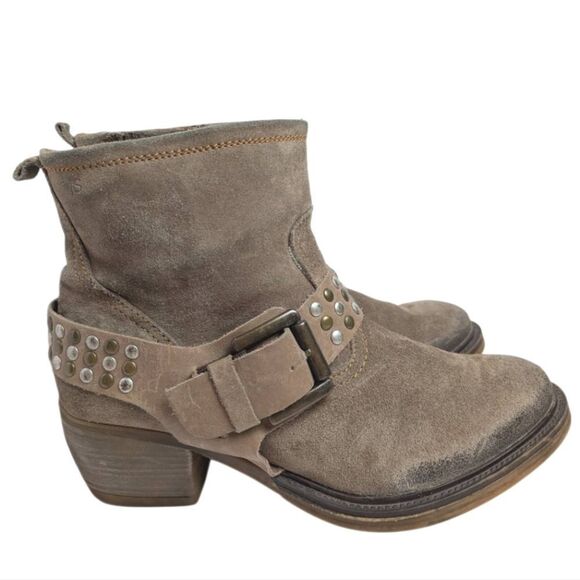 Josef Seibel Toni Taupe Brown Ankle Boot Studded Harness Strap Womens 40 EU 9 US - Picture 1 of 7